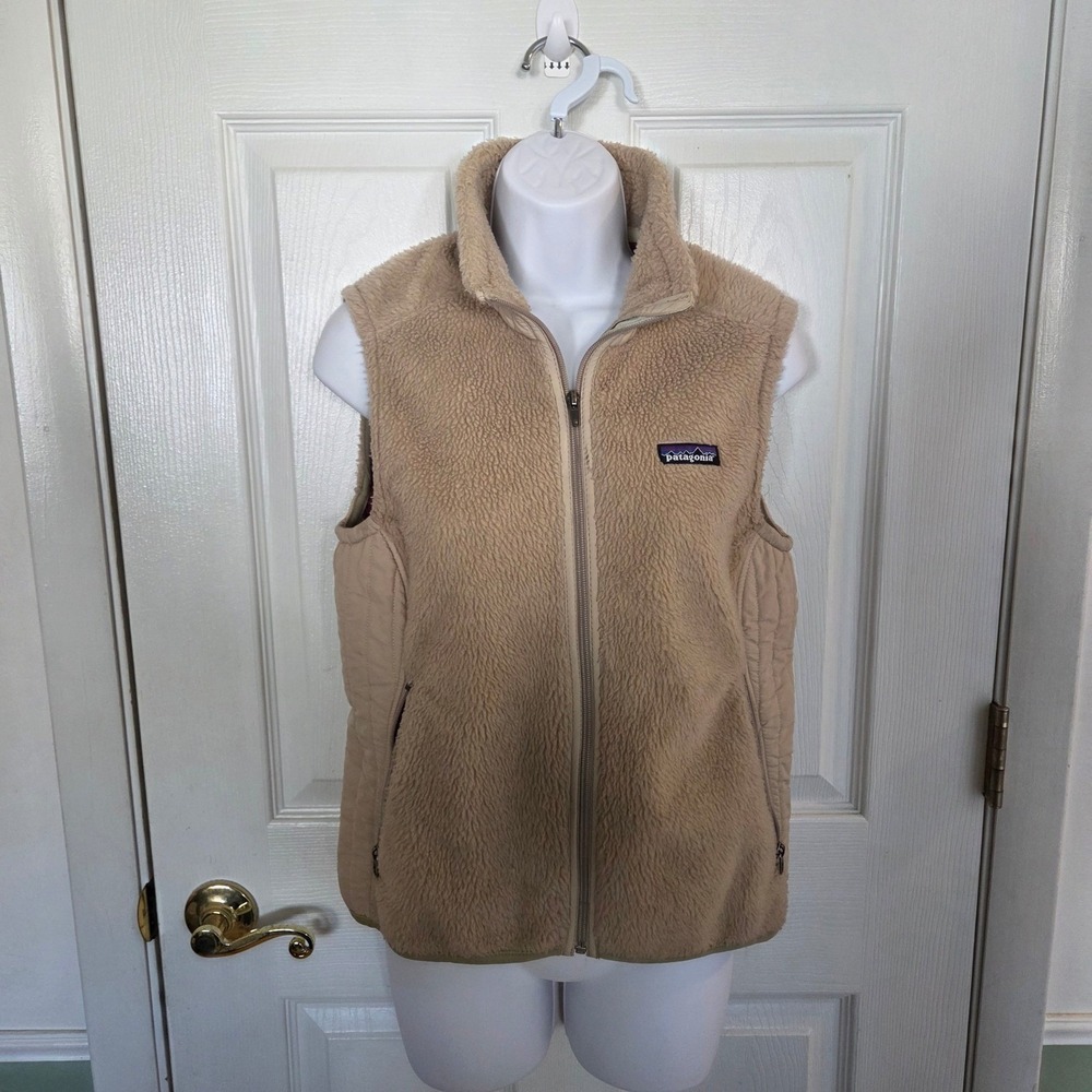 Patagonia Synchilla Fleece Vest Womens Small Tan Beige Full Zip Quilted Gorpcore